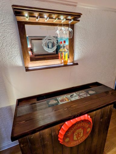 Timber & Tonic countertop, footrest, bar shelving, bar lighting, Man U, united, Manchester, FA cup, EFL cup, Champions League, FIFA, UEFA, Europa league
