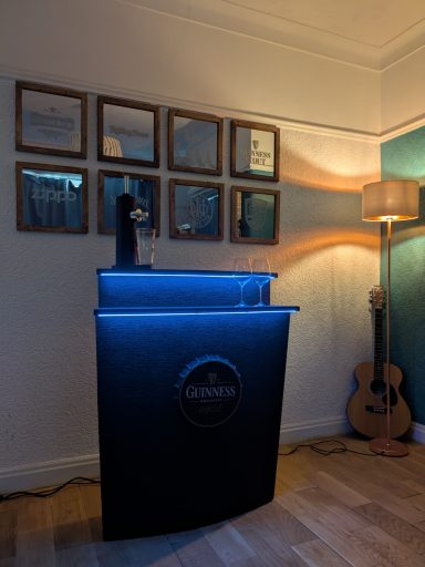 Noir Eclipse picture frames, bespoke bar, counter